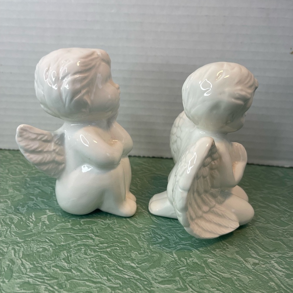 Vintage Malco Angel Cherubs Set Of 2 Figurines Mantle Holiday - Picture 2 of 8